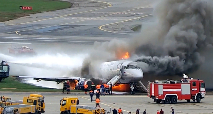 There was a fire on board from overheating of the laptop in the cabin